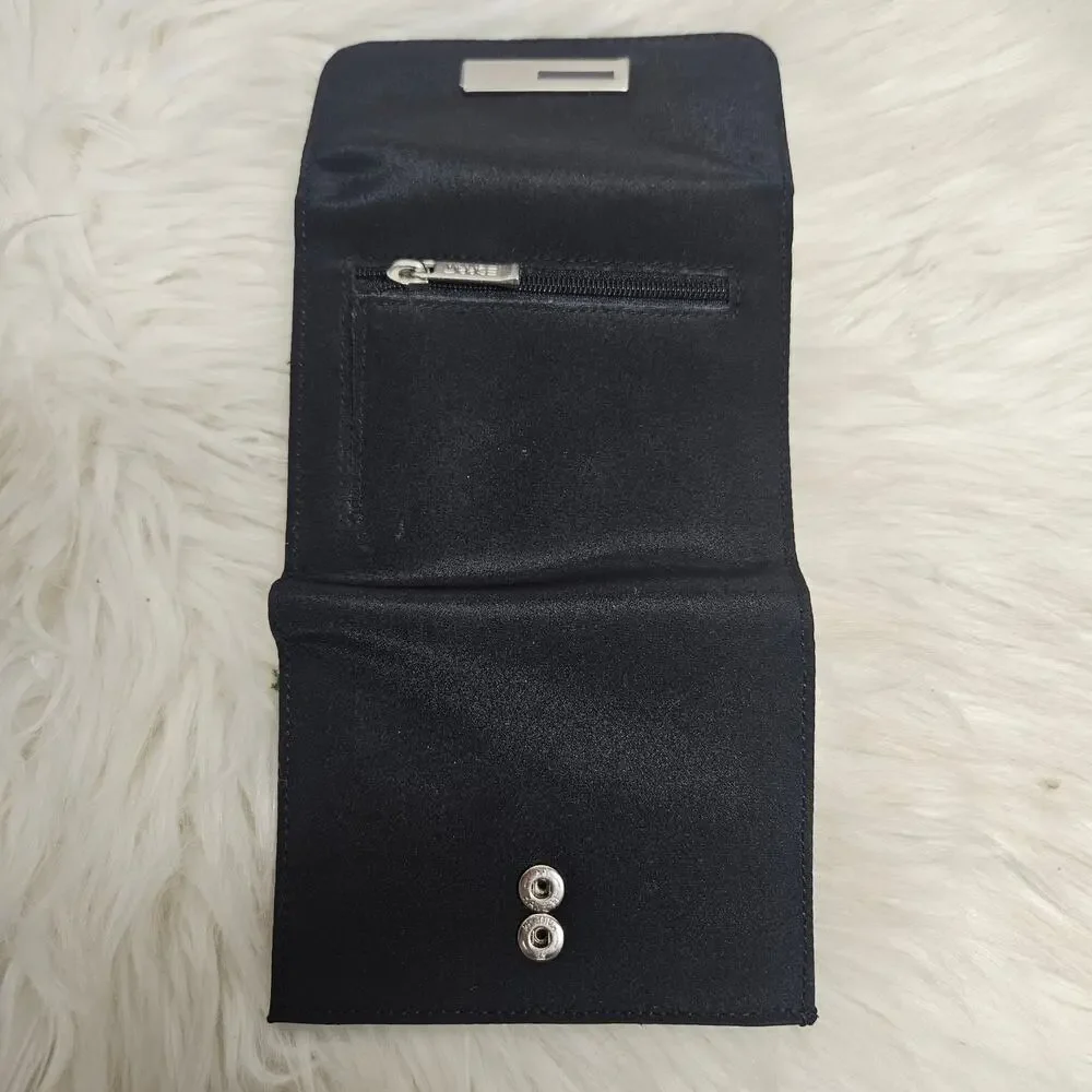 Vintage Esprit Black Trifold Wallet 90s Minimalist Nylon Y2K Logo ID Window